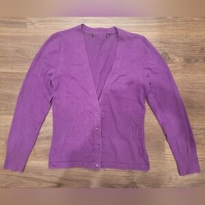 Purple Button-Up Cardigan